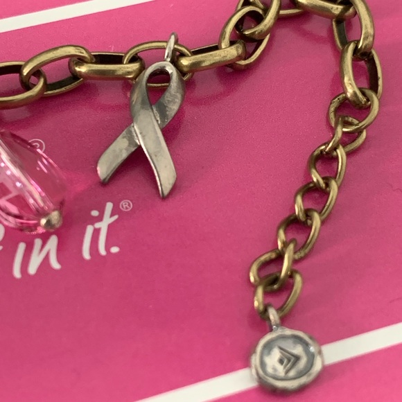 Silpada NWT Sterling Brass Breast Cancer Awareness PINK OUT LOUD Bracelet - Picture 5 of 7